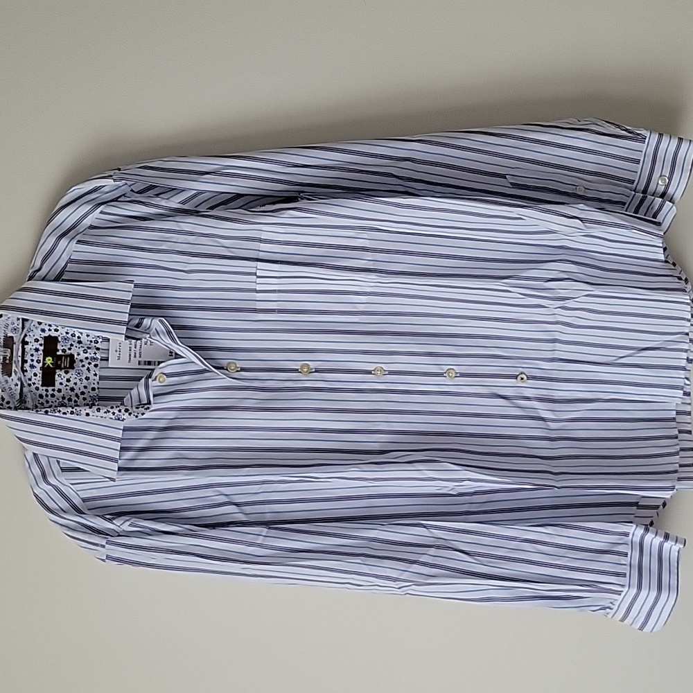 Egara Men's Slim Fit Striped Dress Shirt- Size XL- New!